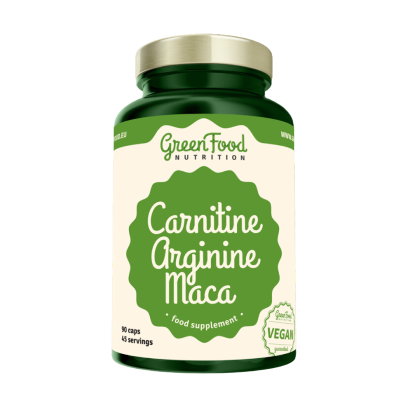 GreenFood Carnitin+Arginin+Maca, 90 kapslí